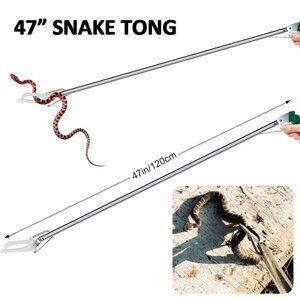 47” Reptile Snake Tongs Catcher Grabber Hook Stick Handling Tool Lock Heavy Duty